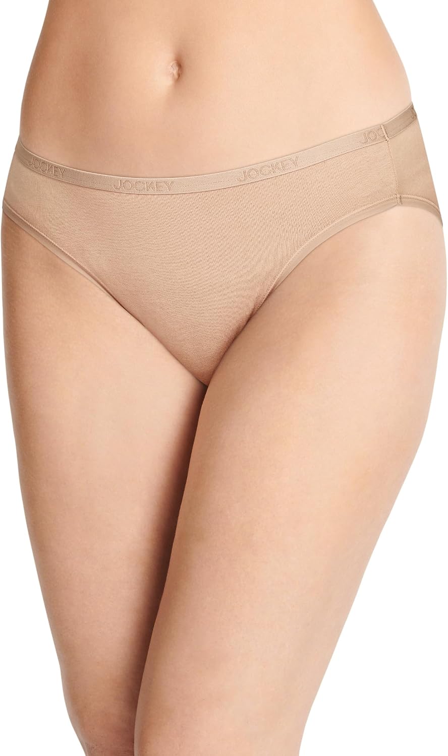 Jockey Women's Underwear Organic Cotton Stretch Logo Bikini - 6 Pack X-Large Almond/Light/Ivory