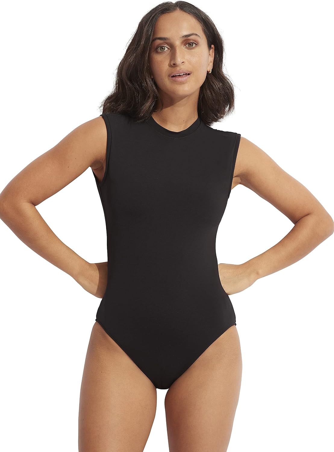 Seafolly Active Cap Sleeve Maillot One-Piece 6 Black